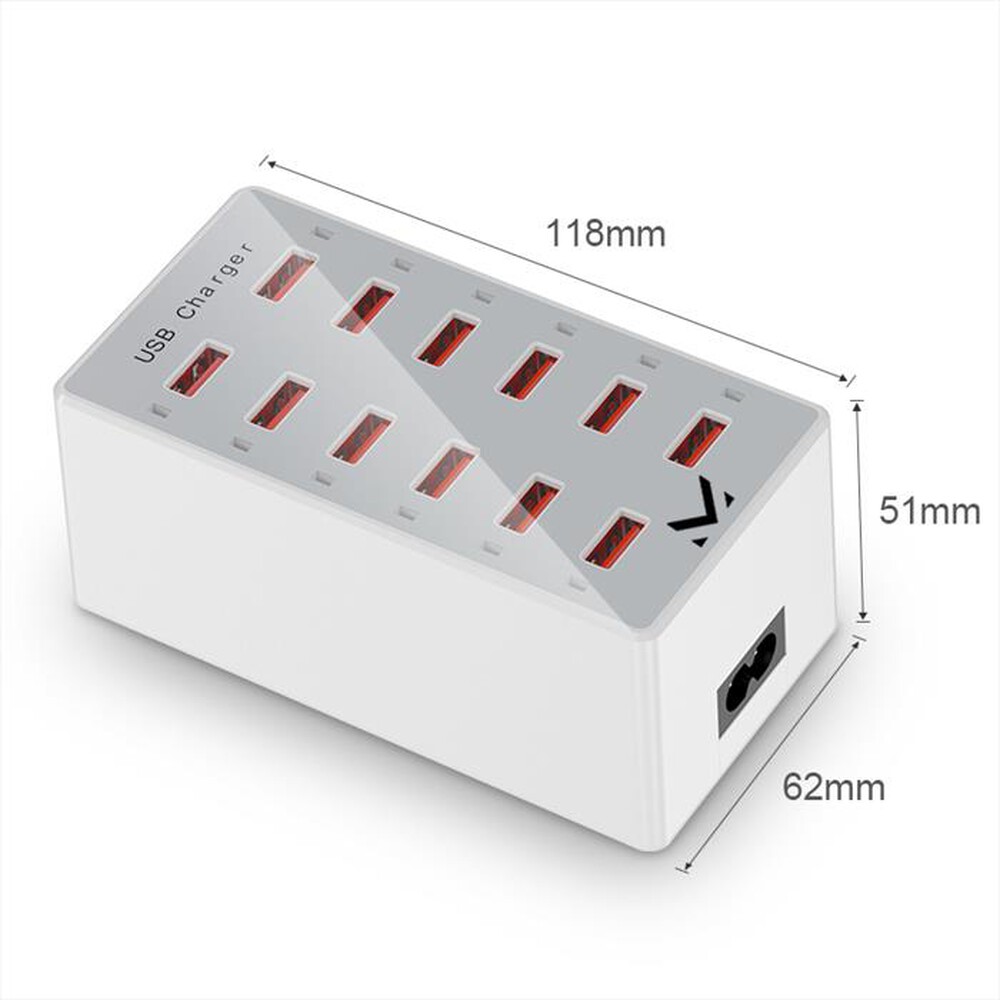"MAJESTIC - Caricatore USB a 12 porte AUSB 12-NERO"