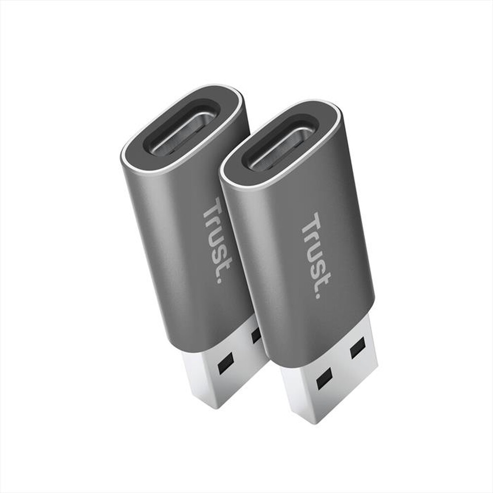 "TRUST - CALYX USB-A TO USB-C ADAPTER 2PACK-Grey/Black"